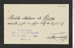 k.k. naturhistorisches Hofmuseum, Intendanzakten 1885-1896 (Hauer), Aktenzahl Z.744/1889, Seite 1